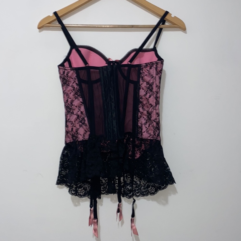 Hanky Panky - Pink with Black lace Corset - Size 8 - Picture 4 of 8